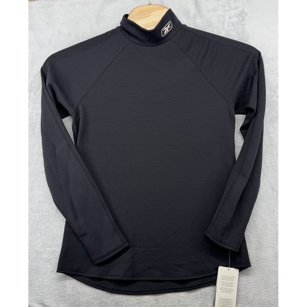 Reebok Mock Play Dry Neck Long Sleeve Shirt Black Men's Size L‎ NWT
